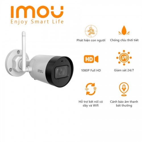 Camera IMOU IPC-G22P (Thân Wifi 2MP, góc rộng, liền mic thu âm)
