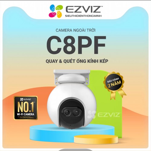 Camera EZVIZ C8PF (Quay quét Wifi 2MP ngoài trời, ống kính kép, loa + mic, zoom 8x)