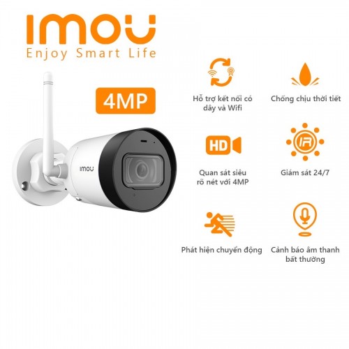 Camera IMOU IPC-G42P (Thân Wifi 4MP, góc rộng, liền mic thu âm)