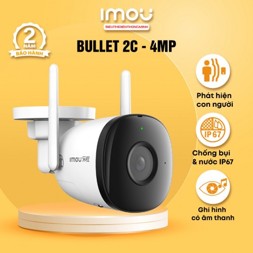 Camera IMOU IPC-F42P (Thân Wifi 4MP, góc rộng, liền mic thu âm)