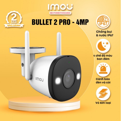Camera IMOU IPC-F46FEP (Thân sắt Wifi 4MP, góc rộng, đàm thoại 2 chiều, đêm có màu, báo động)