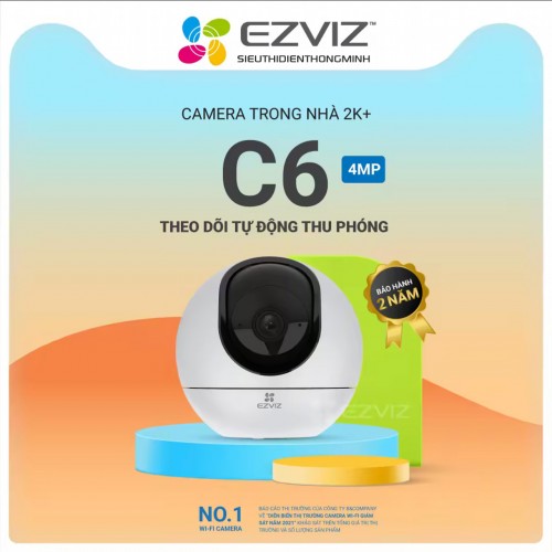Camera EZVIZ C6 4MP (Dòng cao cấp Wifi 4MP, Quay quét, loa + mic, AI thông minh)