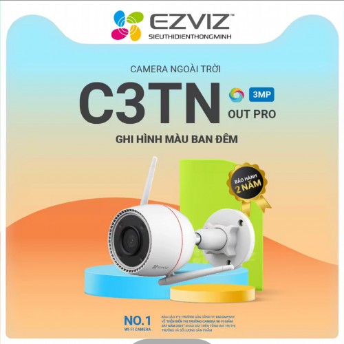 Camera EZVIZ C3TN OutPro 3MP (Thân Wifi 3MP, góc rộng, loa + mic, đêm có màu)