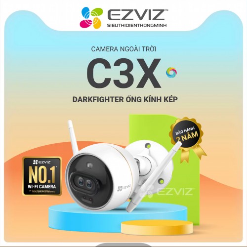 Camera EZVIZ C3X 2MP (Thân Wifi 2MP, ống kính kép, loa + mic, đêm có màu, báo động)