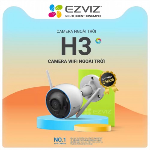 Camera EZVIZ H3 2K (Thân Wifi 3MP, loa + mic, đêm có màu, báo động, AI)
