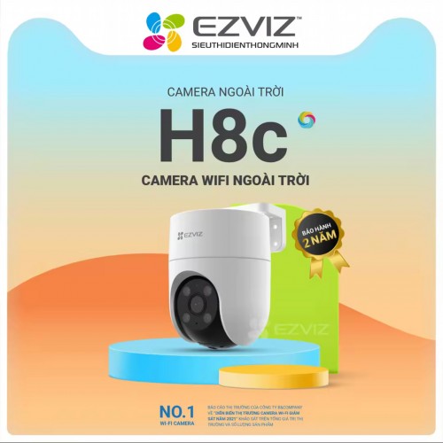 Camera EZVIZ H8C 2K+ (Quay quét Wifi 4MP ngoài trời, loa + mic, đêm có màu, báo động)