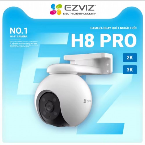 Camera EZVIZ H8 Pro 2K (Quay quét Wifi 4MP ngoài trời, loa + mic, đêm có màu, báo động)