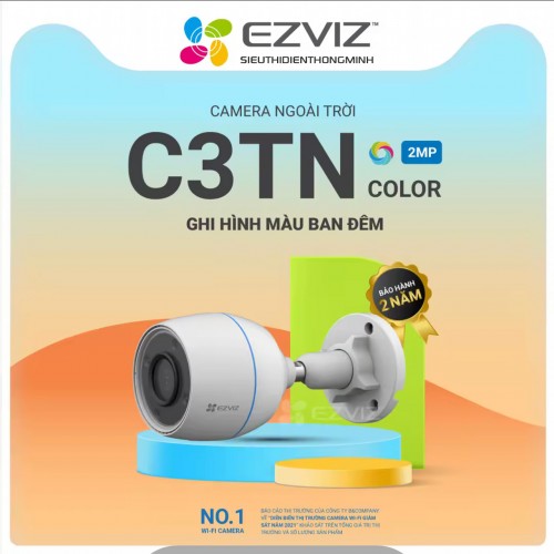 Camera EZVIZ C3TN Color 2MP (Thân Wifi 2MP, liền mic, đêm có màu)